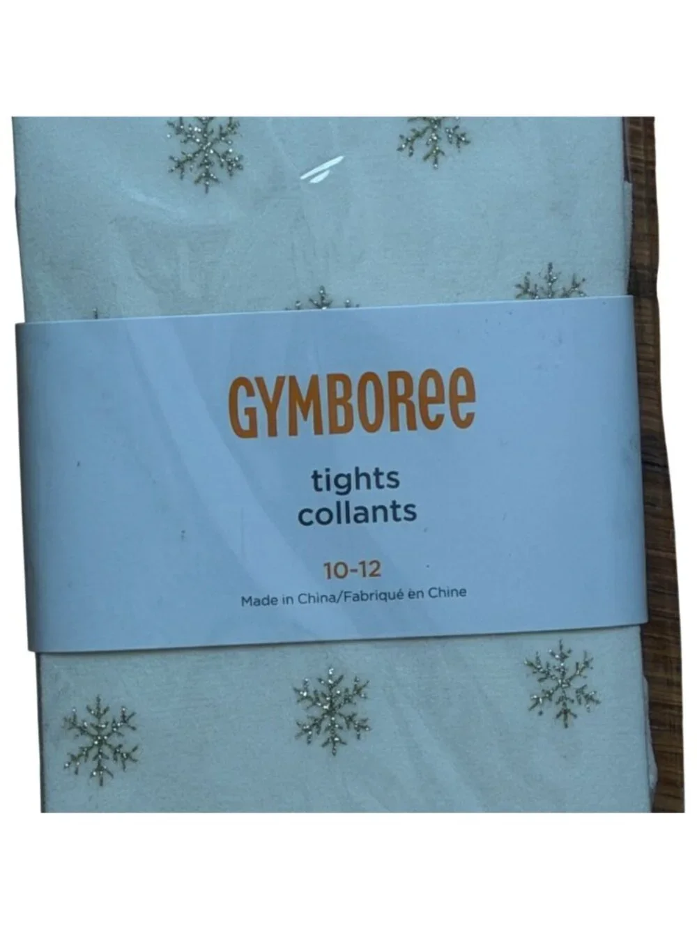 Gymboree Girls Gold Glitter Snowflake Tights-Ivory/Gold-Size 10/12-NWT